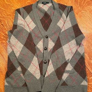J.Crew Argyle Wool Cardigan